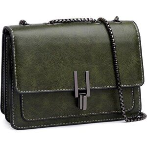 🆕Women Green Leather Crossbody Bag Small Shoulder Purse Satchel Evening Chain